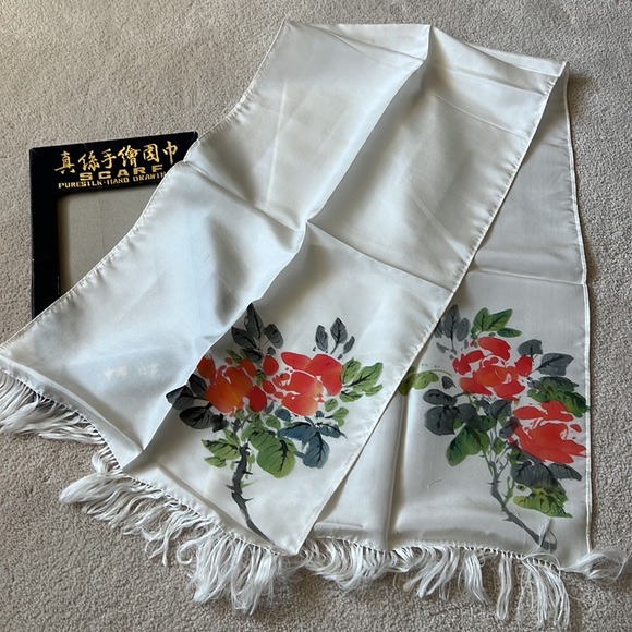 Silk Hand Drawn Scarf - Picture 1 of 4